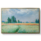 The Wheat Field (Champ de Blé), 1881 by Claude Monet in a gold floater framed canvas wall art display.
