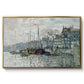 View of the Prins Hendrikkade and Kromme Waal in Amsterdam, 1874 by Claude Monet in a gold floater framed canvas wall art display.