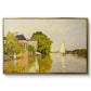 Houses on the Achterzaan, 1871 by Claude Monet in a gold floater framed canvas wall art display.