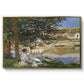 On the Bank of the Seine, Bennecourt, 1868 by Claude Monet in a gold floater framed canvas wall art display.