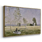 Angled view of Summer (L'ete), 1874 by Claude Monet in a gold floater framed canvas.
