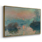 Angled view of Sunset on the Seine at Lavacourt, Winter Effect, 1880 by Claude Monet in a gold floater framed canvas.