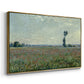 Angled view of Poppy Field, 1881 by Claude Monet in a gold floater framed canvas.