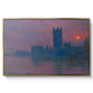 The Houses of Parliament, Sunset, 1903 by Claude Monet in a gold floater framed canvas wall art display.