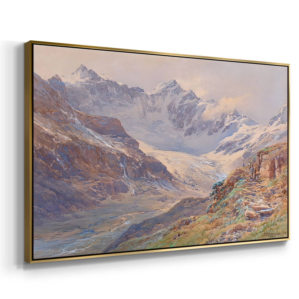 Angled view of Odenwinklkees with the Johannisberg, 1902 by Edward Theodore Compton in a gold floater framed canvas.