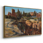 Angled view of Palatine in Rome, c. 1921 by Edward Theodore Compton in a gold floater framed canvas.