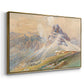 Angled view of From the Dolomites, 1904 by Edward Theodore Compton in a gold floater framed canvas.