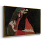 Angled view of Cardinal and Nun (Caress), 1912 by Egon Schiele in a gold floater framed canvas.