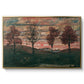 Four Trees, 1917 by Egon Schiele in a gold floater framed canvas wall art display.