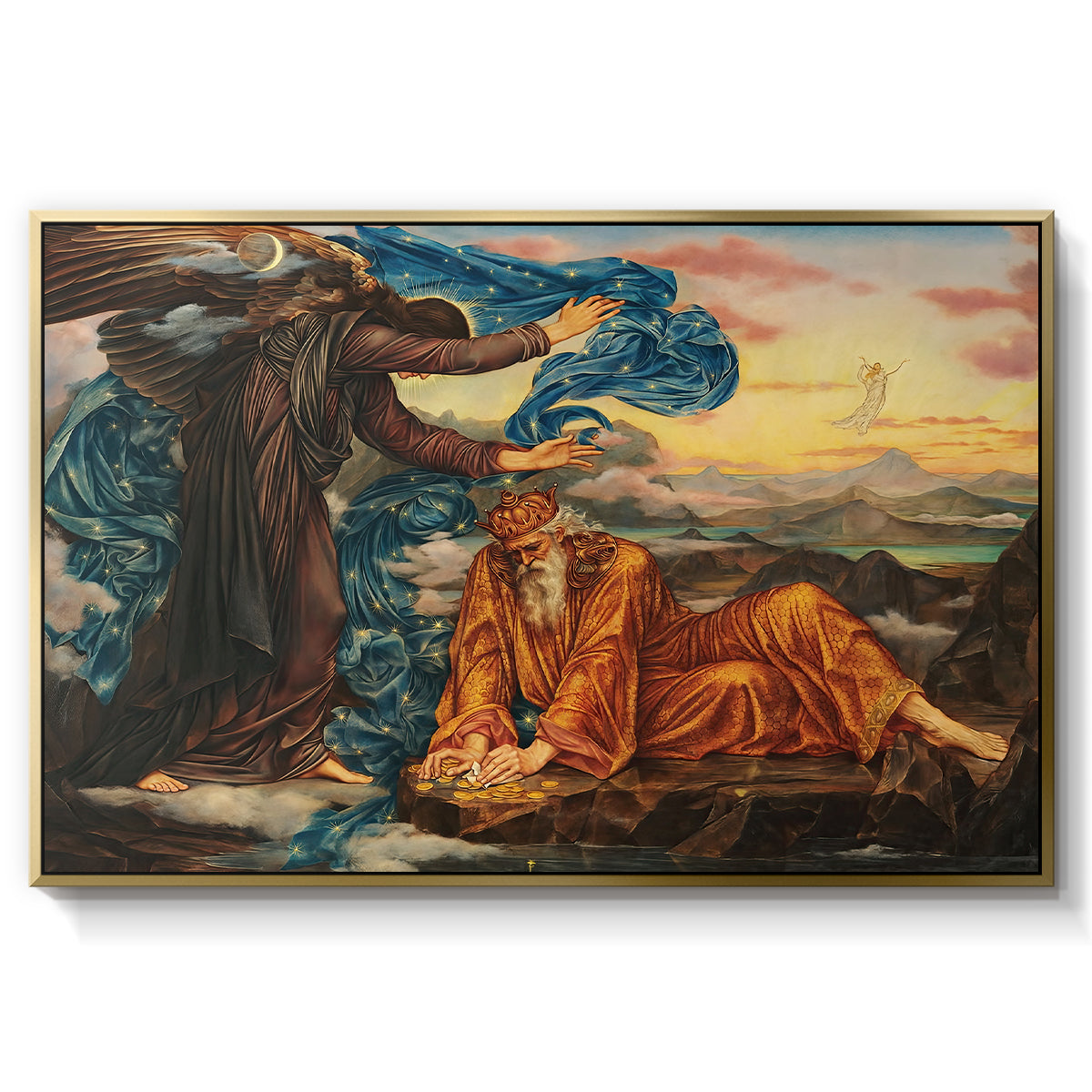 Earthbound, 1897 by Evelyn De Morgan in a gold floater framed canvas wall art display.
