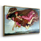 Angled view of Night and Sleep, 1878 by Evelyn De Morgan in a gold floater framed canvas.