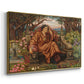 Angled view of A Soul in Hell, c. 1901-1902 by Evelyn De Morgan in a gold floater framed canvas.
