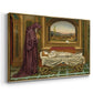 Angled view of The Wandering Jew: Whom the Gods Love Die Young, 1888 by Evelyn De Morgan in a gold floater framed canvas.