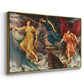 Angled view of The Storm Spirits, 1900 by Evelyn De Morgan in a gold floater framed canvas.