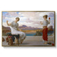Winding the Skein, c. 1878 by Frederic Leighton in a gold floater framed canvas wall art display.