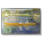 The Skiff (La Yole), 1875 by Pierre-Auguste Renoir in a silver floater framed canvas wall art display.