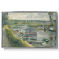 Wash-House Boat at Bas-Meudon, c. 1874 by Pierre-Auguste Renoir in a silver floater framed canvas wall art display.