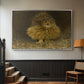 Silver floater framed canvas featuring a realistic depiction of owl camouflaged within woodland environment, displayed in a hallway near a staircase.