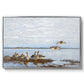 Greylag Geese (Grågäss), 1922 by Bruno Liljefors in a silver floater framed canvas wall art display.
