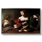 Martha and Mary Magdalene, c. 1598 by Caravaggio in a silver floater framed canvas wall art display.