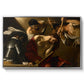 The Crowning with Thorns (Vienna Version), c. 1602-1604 by Caravaggio in a silver floater framed canvas wall art display.