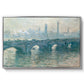 Waterloo Bridge, Gray Weather, 1900 by Claude Monet in a silver floater framed canvas wall art display.