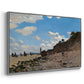 Angled view of The Beach at Honfleur, 1864 by Claude Monet in a silver floater framed canvas.
