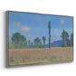 Angled view of Poppy Field (Giverny), 1890-1891 by Claude Monet in a silver floater framed canvas.