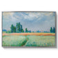 The Wheat Field (Champ de Blé), 1881 by Claude Monet in a silver floater framed canvas wall art display.