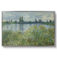 Banks of the Seine, Vétheuil, 1880 by Claude Monet in a silver floater framed canvas wall art display.