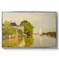 Houses on the Achterzaan, 1871 by Claude Monet in a silver floater framed canvas wall art display.