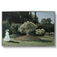 Woman in the Garden, Sainte-Adresse, 1867 by Claude Monet in a silver floater framed canvas wall art display.