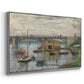 Angled view of Bridge at Argenteuil on a Gray Day, c. 1876 by Claude Monet in a silver floater framed canvas.