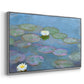 Angled view of Water Lilies (Nymphéas), 1897-1899 by Claude Monet in a silver floater framed canvas.