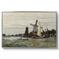 Windmill at Zaandam, 1871 by Claude Monet in a silver floater framed canvas wall art display.