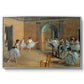 The Dance Foyer at the Opera on the Rue Le Peletier, 1872 by Edgar Degas in a silver floater framed canvas wall art display.