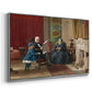 Angled view of The Brown Family, 1869 by Eastman Johnson in a silver floater framed canvas.