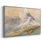 Angled view of From the Dolomites, 1904 by Edward Theodore Compton in a silver floater framed canvas.