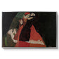 Cardinal and Nun (Caress), 1912 by Egon Schiele in a silver floater framed canvas wall art display.