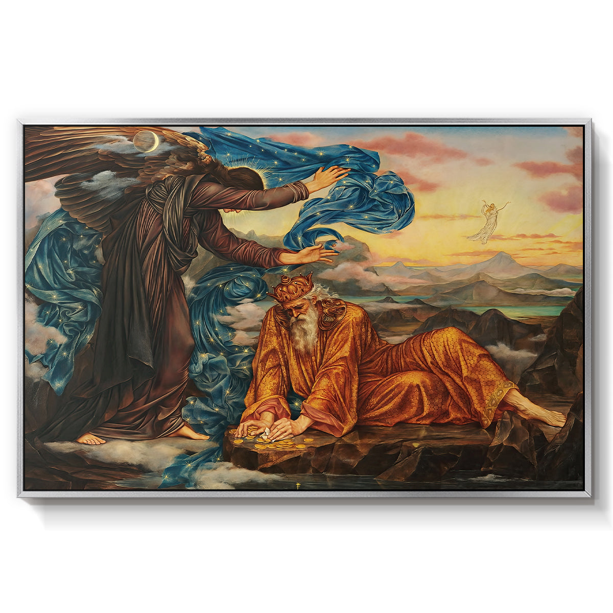 Earthbound, 1897 by Evelyn De Morgan in a silver floater framed canvas wall art display.