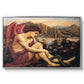 The Angel with the Serpent, c. 1870-1875 by Evelyn De Morgan in a silver floater framed canvas wall art display.