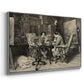 Angled view of The Chess Players, 1858 by Ernest Meissonier in a silver floater framed canvas.