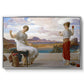 Winding the Skein, c. 1878 by Frederic Leighton in a silver floater framed canvas wall art display.