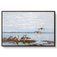 Greylag Geese (Grågäss), 1922 by Bruno Liljefors in a walnut floater framed canvas wall art display.