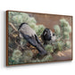 Angled view of Hooded Crows (Kråkor), 1891 by Bruno Liljefors in a walnut floater framed canvas.
