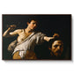 David with the Head of Goliath (Vienna Version), c. 1607 by Caravaggio in a walnut floater framed canvas wall art display.