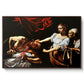 Judith Beheading Holofernes, c. 1599 by Caravaggio in a walnut floater framed canvas wall art display.