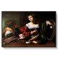 Martha and Mary Magdalene, c. 1598 by Caravaggio in a walnut floater framed canvas wall art display.
