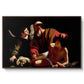 The Sacrifice of Isaac (Uffizi Version), c. 1603 by Caravaggio in a walnut floater framed canvas wall art display.
