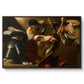 The Crowning with Thorns (Vienna Version), c. 1602-1604 by Caravaggio in a walnut floater framed canvas wall art display.